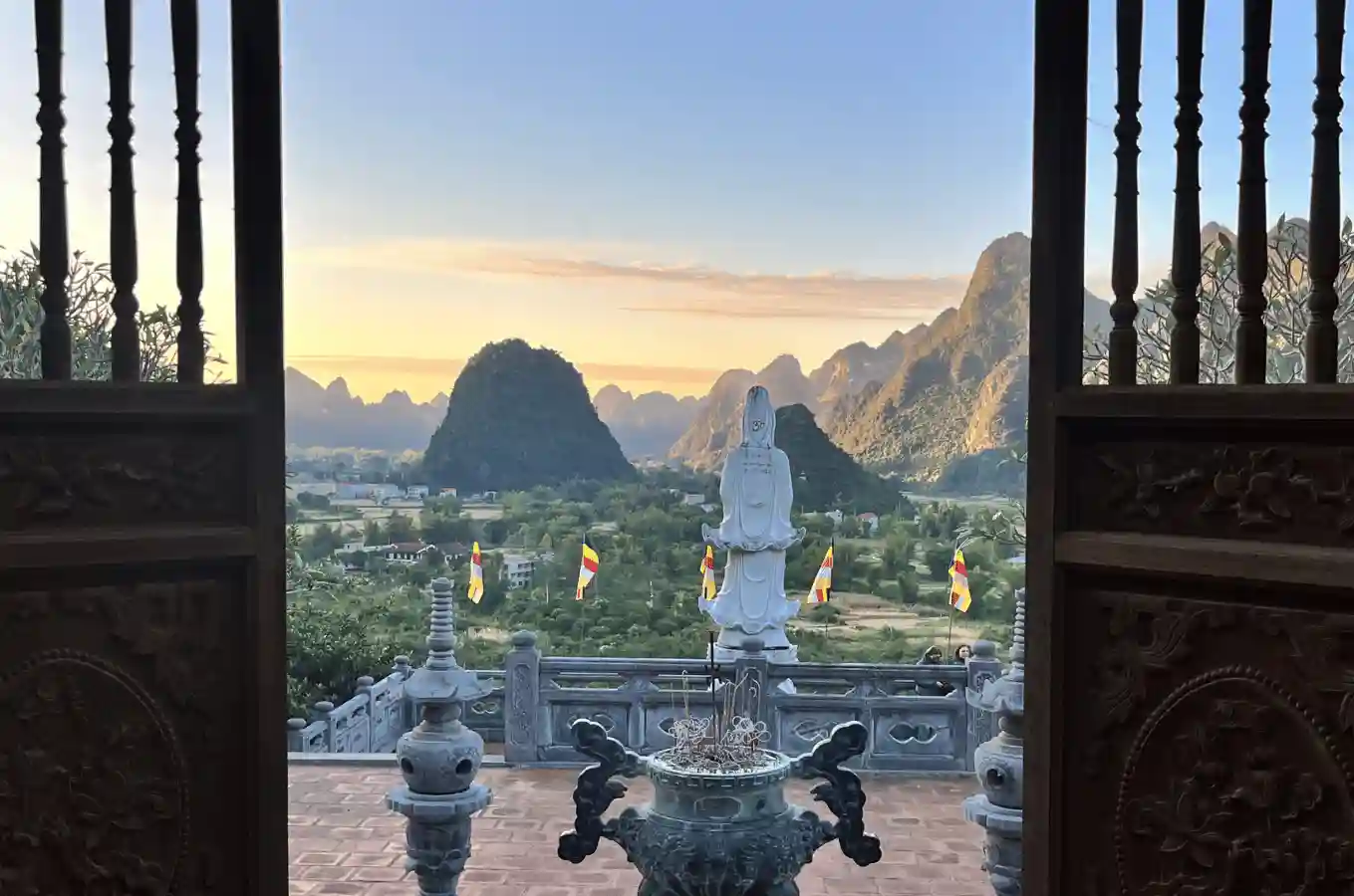 Truc Lam Phat Tich Pagoda overlooking Ban Gioc Waterfall Cao Bang on the jeep tour