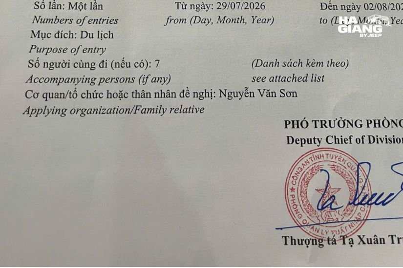 Phone backup photo of border permit Ha Giang travel safety