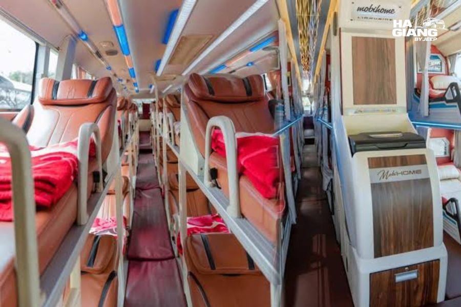 Modern express bus from Cao Bang to Hanoi with comfortable seating