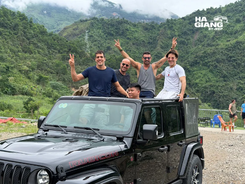 Ha Giang by Jeep at a mountain viewpoint on the Loop