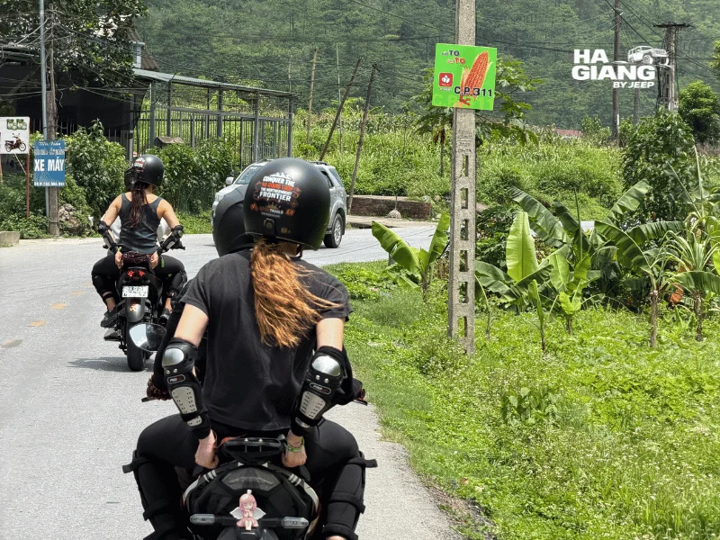 Easy rider with a passenger on the back on the Ha Giang Loop