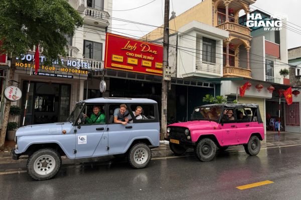 A day on a Ha Giang jeep tour starting in the morning mist