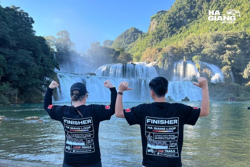 Ban Gioc Waterfall in Cao Bang in early morning light, the finale of the 6 day jeep route