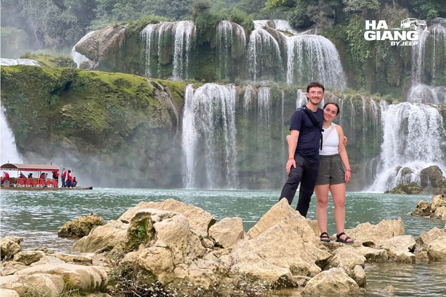 Ban Gioc Waterfall in spring on a Ha Giang to Cao Bang jeep tour