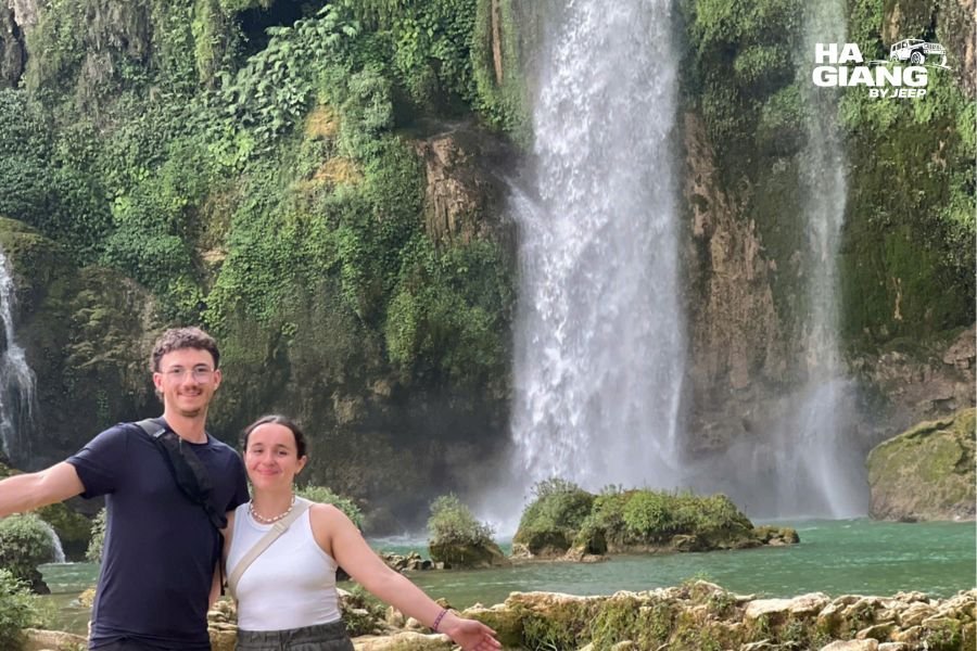 Ban Gioc Waterfall lower pools and limestone detail, Cao Bang