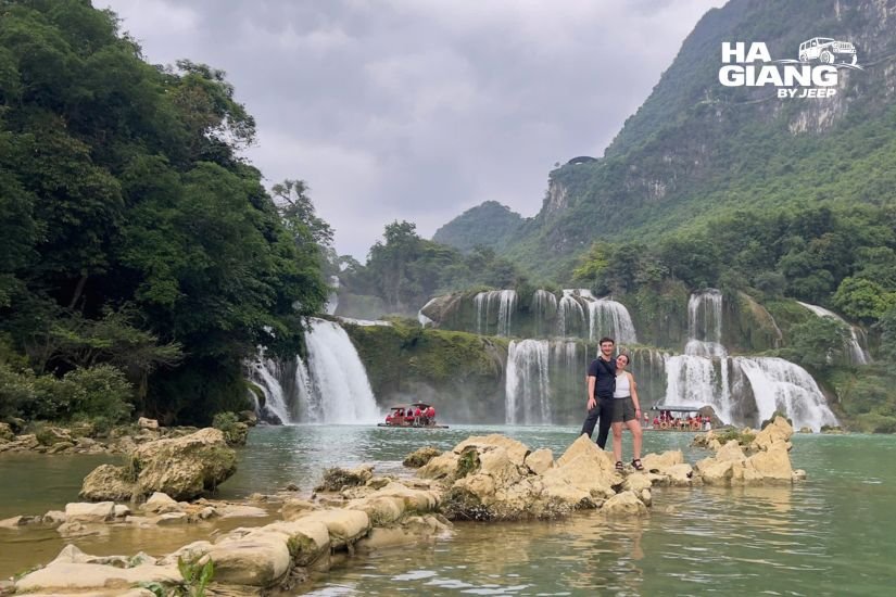 Ban Gioc Waterfall on the 6 days Ha Giang and Cao Bang jeep tour