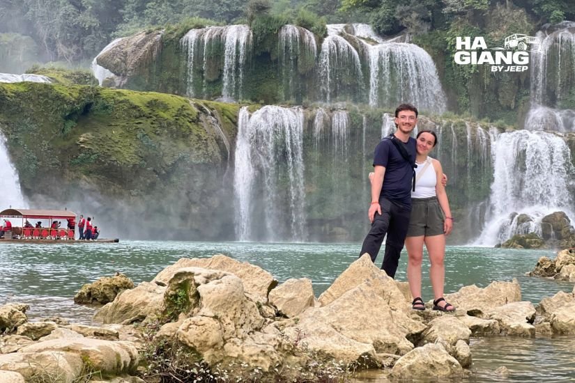 Ban Gioc Waterfall on the border, the finale of the Ha Giang to Cao Bang jeep tour