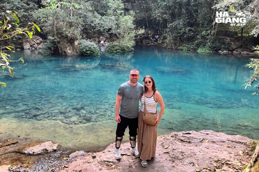 Family and senior travelers at Cao Bang region, Ha Giang jeep adventure