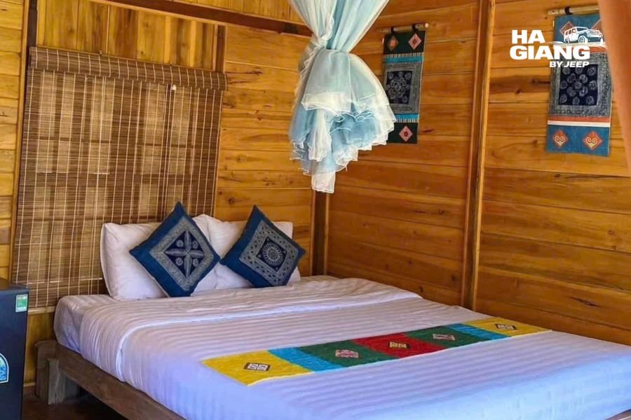 Homestay bedroom inside a traditional house in Lo Lo Chai Village