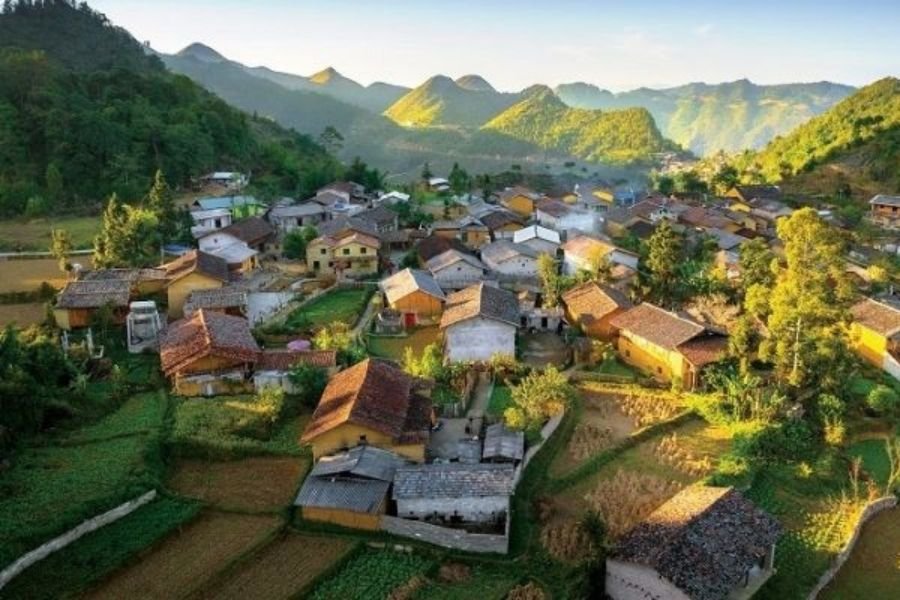 Lo Lo Chai Village seen from the slope below Lung Cu Flag Tower in northern Ha Giang