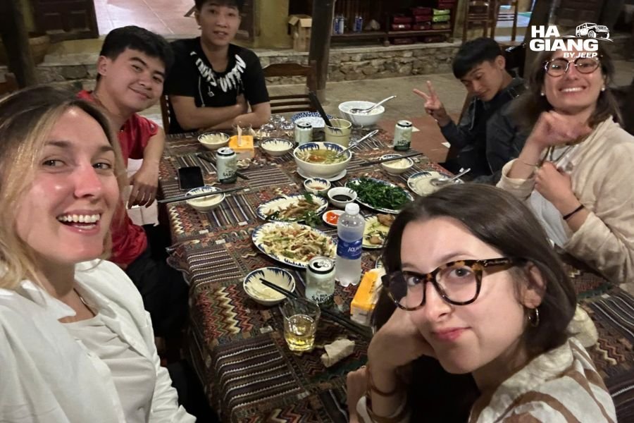 Local Ha Giang dishes and corn wine near Sung La