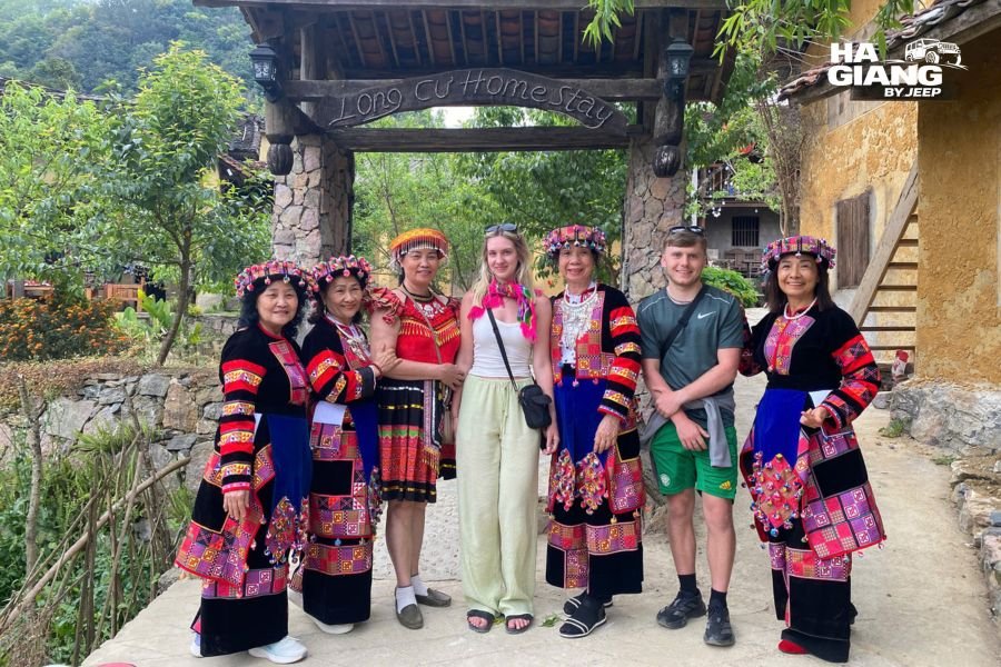 Local resident in traditional dress near Lung Cu