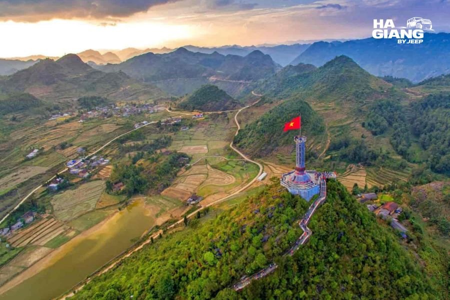 Lung Cu Flag Tower standing on Dragon Mountain in Ha Giang