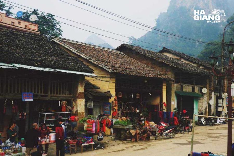 Old houses in Dong Van Old Quarter near Lung Cu