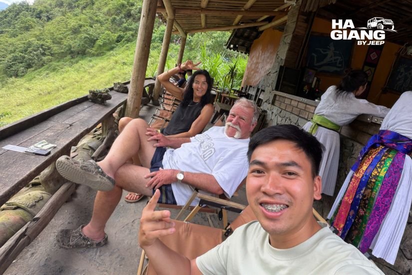 Older travelers deciding how many days for the Ha Giang Loop with their jeep driver