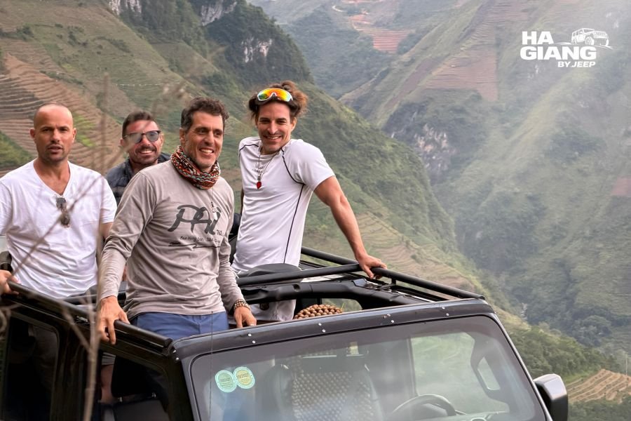 Open top private jeep in Dong Van town in comfort