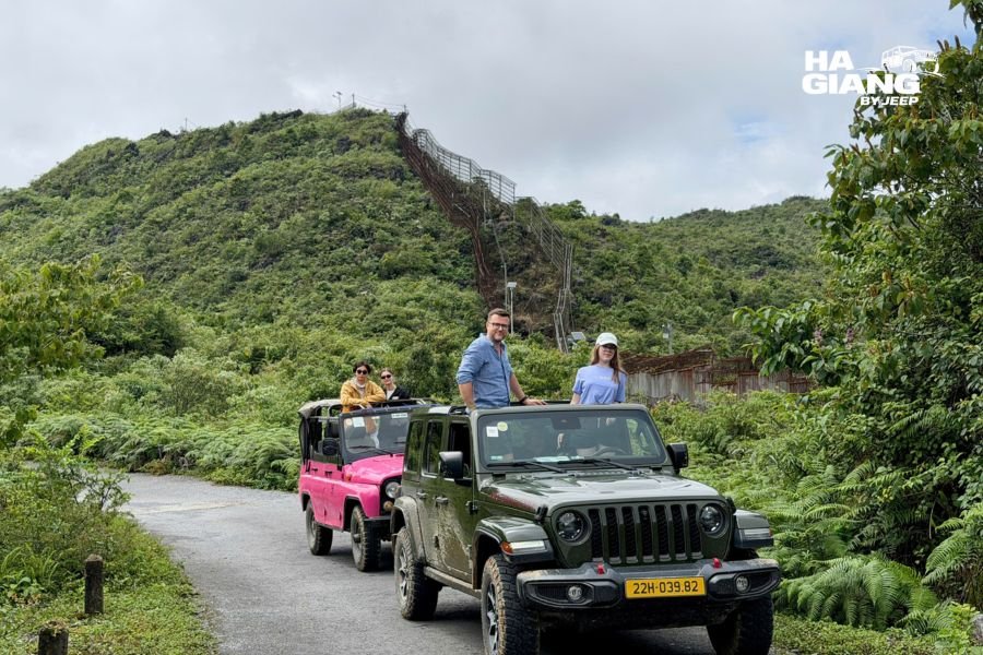 Open top private jeep touring the Ha Giang Loop in comfort