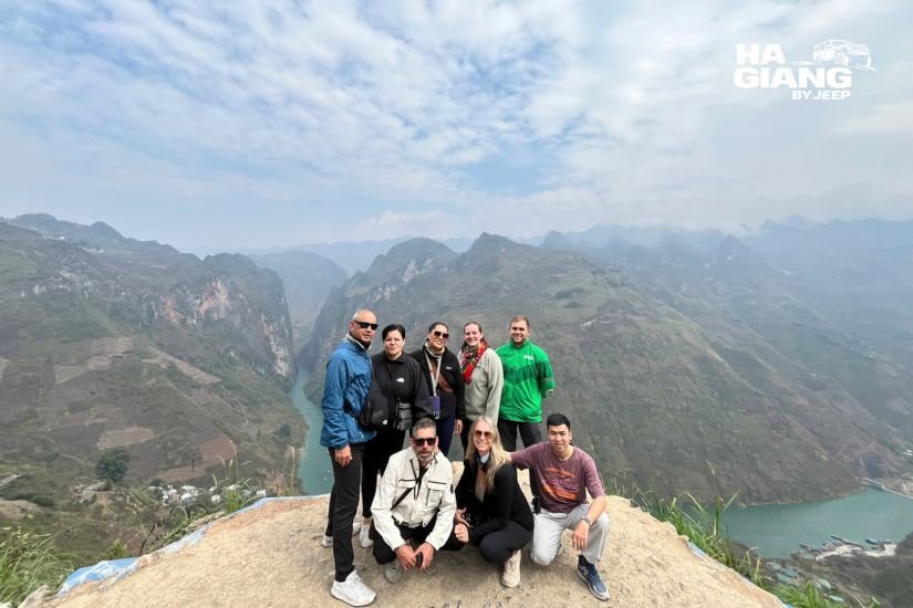 Panorama of Ma Pi Leng Pass and the Nho Que River gorge on the Ha Giang Cao Bang jeep tour