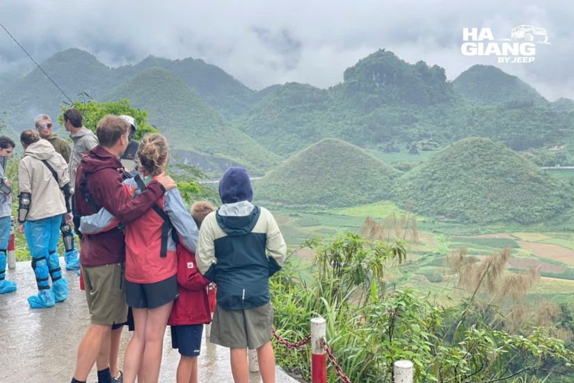 Quan Ba Twin Mountains seen from Heaven's Gate on day one of the Ha Giang Cao Bang jeep route