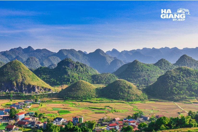 Quan Ba twin mountains, the first landmark on the Ha Giang Loop map