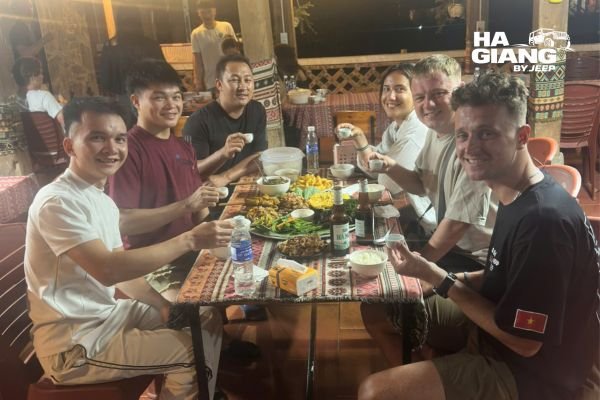 Roadside com lam and corn wine stop on a Ha Giang jeep tour