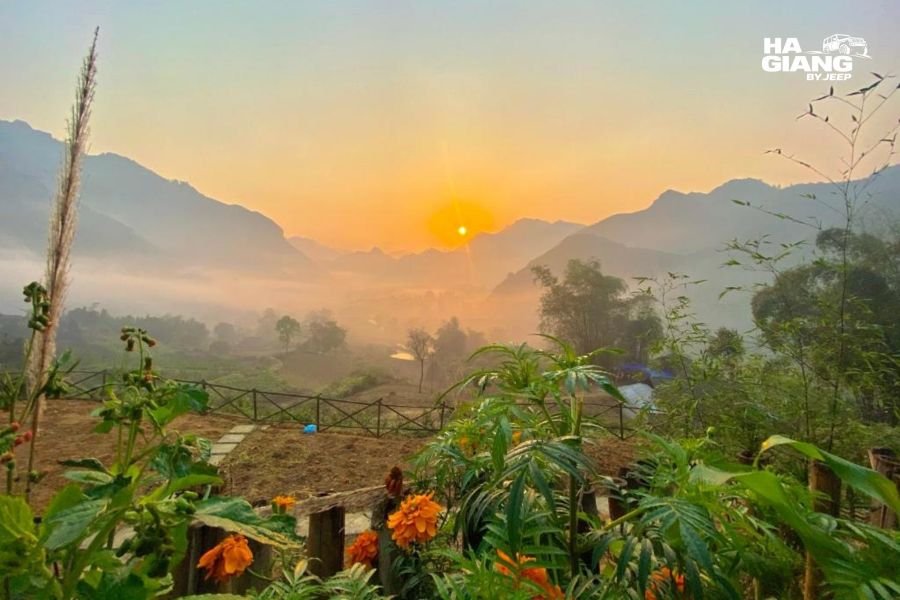 Sunset over the Du Gia valley in Ha Giang