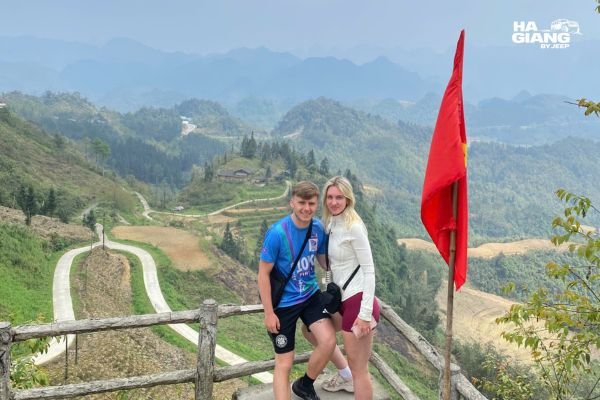 Switchbacks climbing to Quan Ba on the Ha Giang Loop