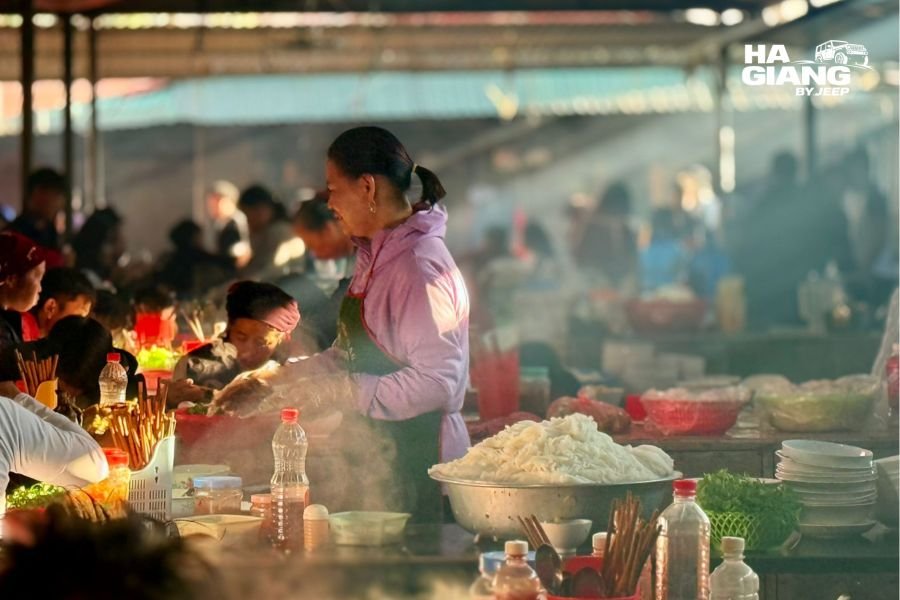 Traders at Dong Van Sunday Market near the old quarter