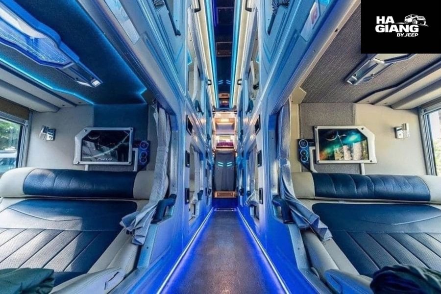 An enclosed cabin sleeper pod on the Hanoi to Ha Giang route