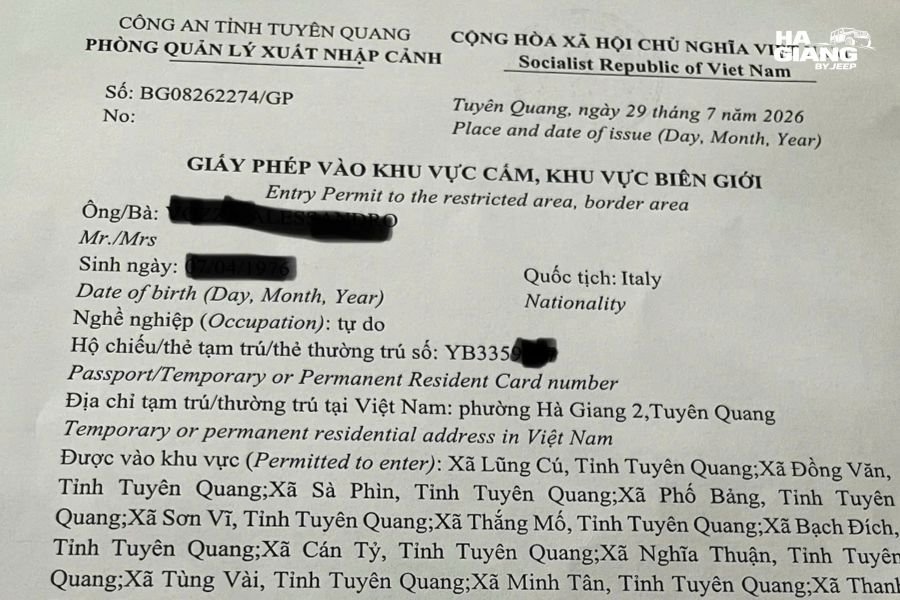 Border area permit paperwork being prepared at the Ha Giang City office