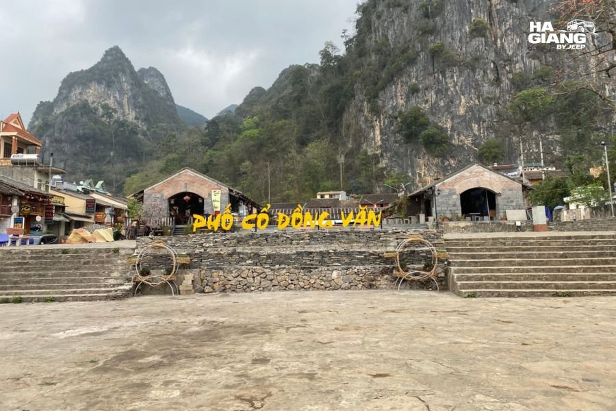 Dong Van Old Quarter in Ha Giang under its limestone wall