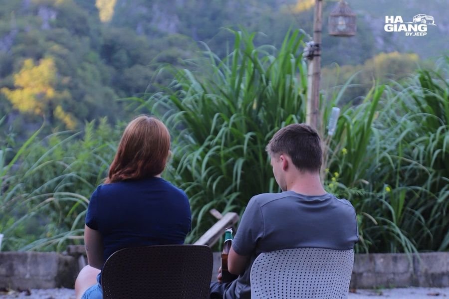 Morning mist from the courtyard of a Ha Giang homestay
