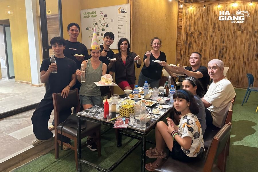Shared homestay dinner on a northern Vietnam road trip