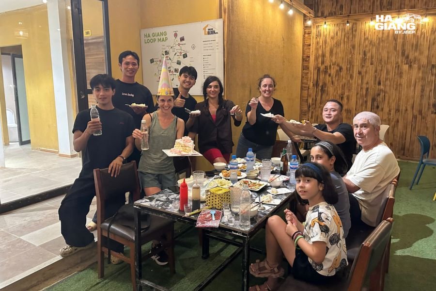 Shared homestay dinner on the Ha Giang Loop