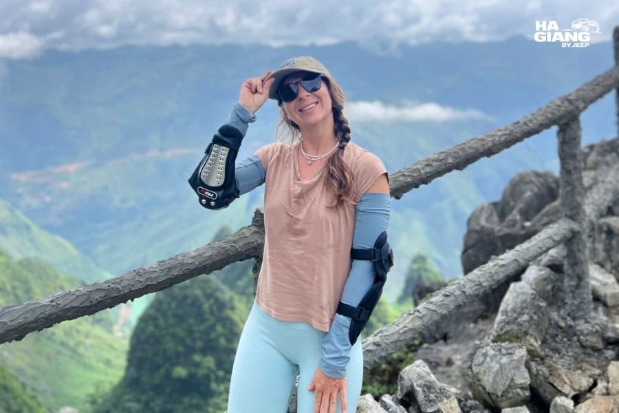 Sun protection accessories for Ha Giang jeep tour including hat sunglasses and UV buff