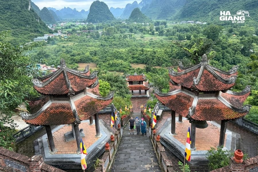 Truc Lam Phat Tich Pagoda on the hillside above the Ban Gioc valley in Cao Bang