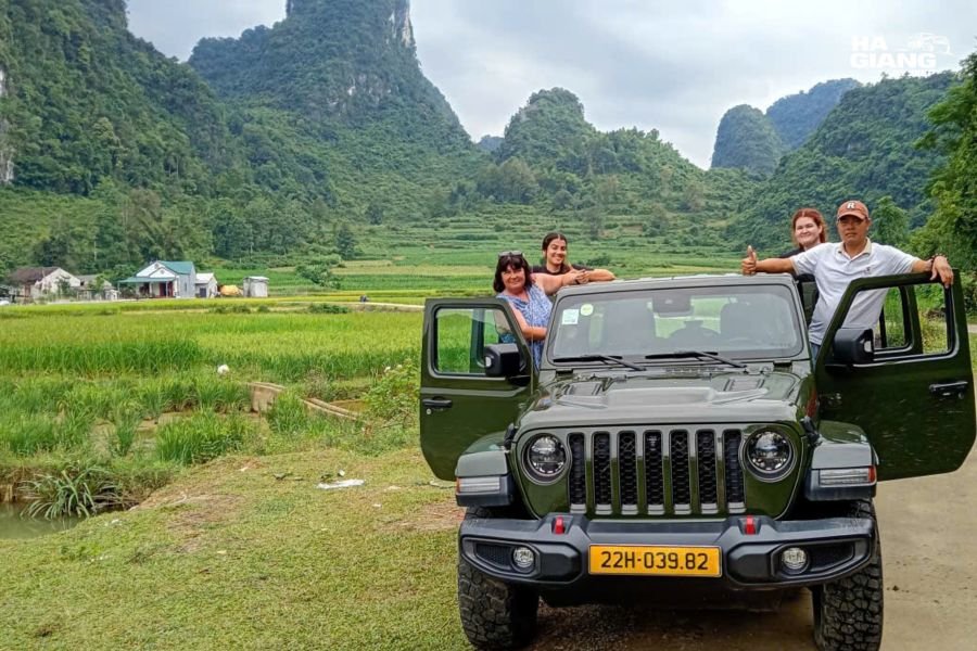 A Jeep Wrangler Rubicon available for self drive rental in Ha Giang