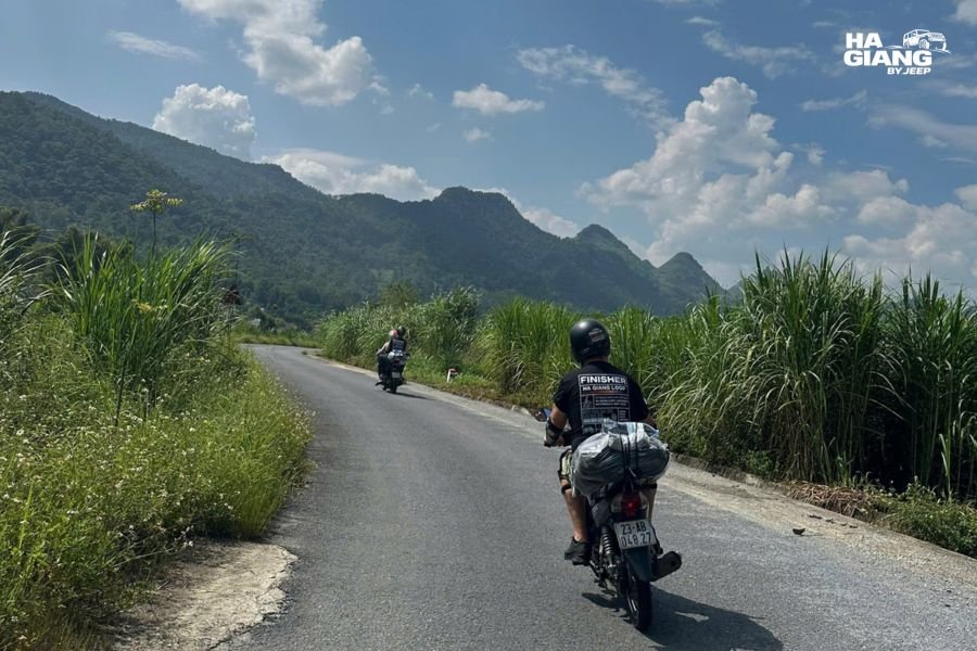 A quiet mountain road on the Ha Giang Loop in low season