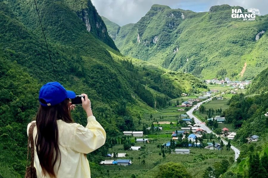 A village in the valley below Chin Khoanh Pass on the Ha Giang Loop