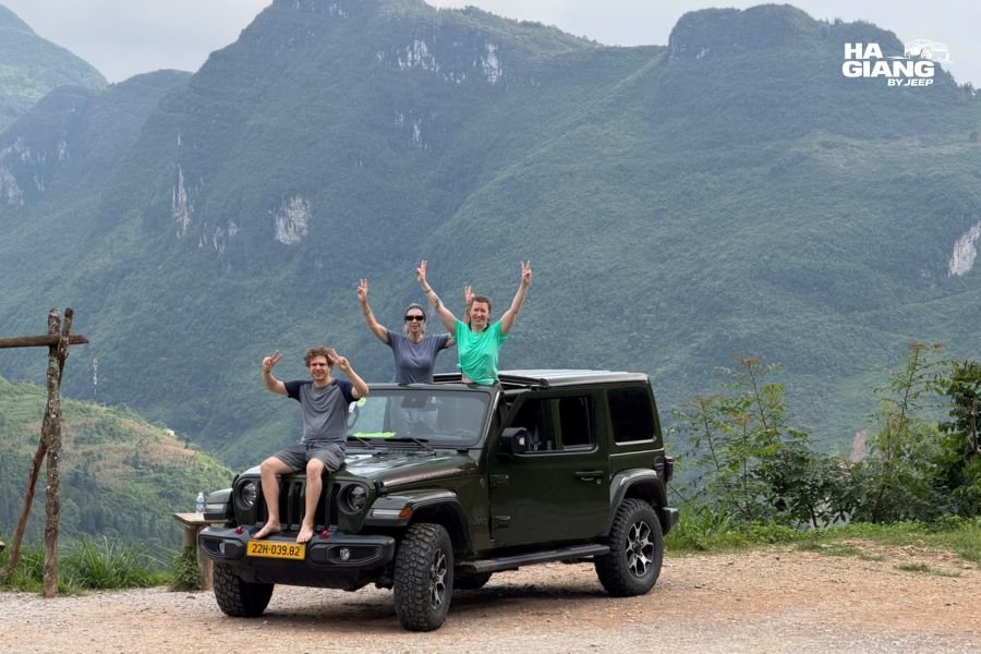 Ha Giang vs Sapa: an open air jeep on Ma Pi Leng Pass above the Nho Que River