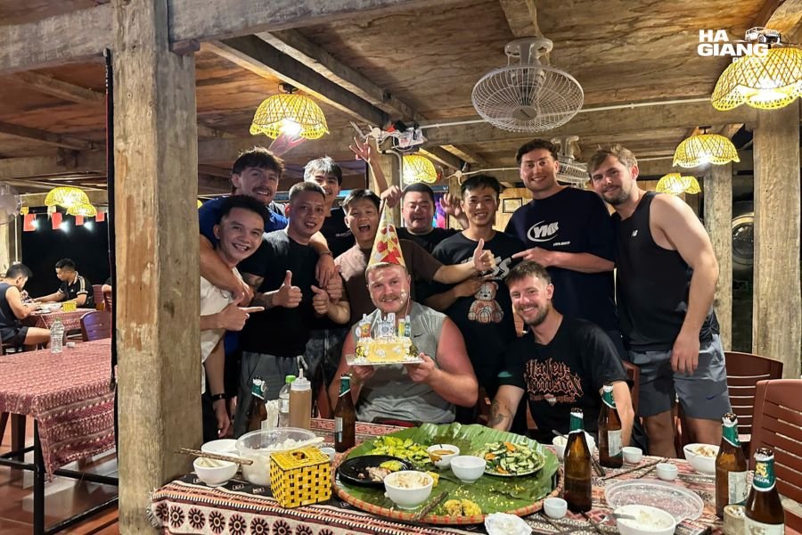 Homestay dinner with corn wine on the Ha Giang Loop