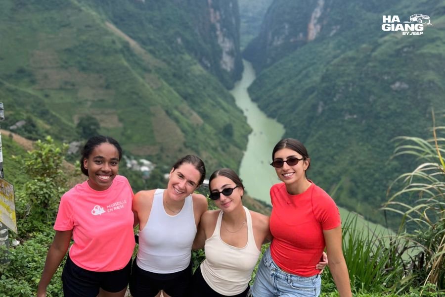 Ma Pi Leng Pass viewpoint above the Nho Que River in Ha Giang, where mobile signal often disappears