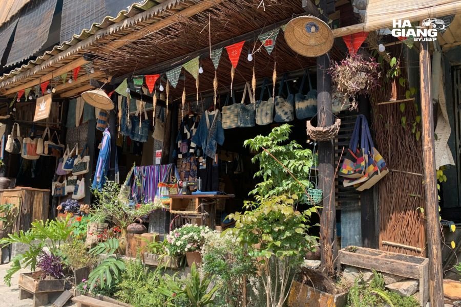 Small embroidered purses and craft pieces bought as Ha Giang souvenirs