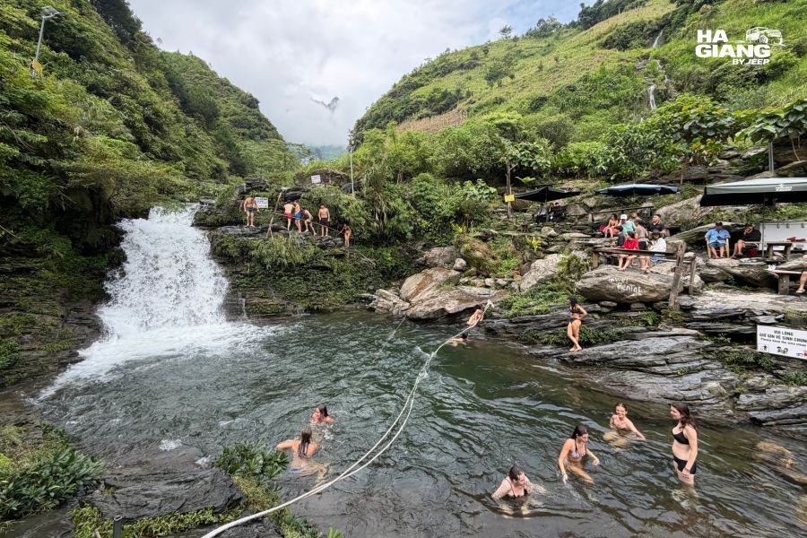 The waterfall and green valley at Du Gia, an add-on to the Ha Giang Loop