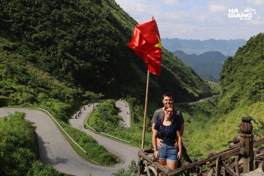 An empty mountain road on the Ha Giang Loop in the highlands
